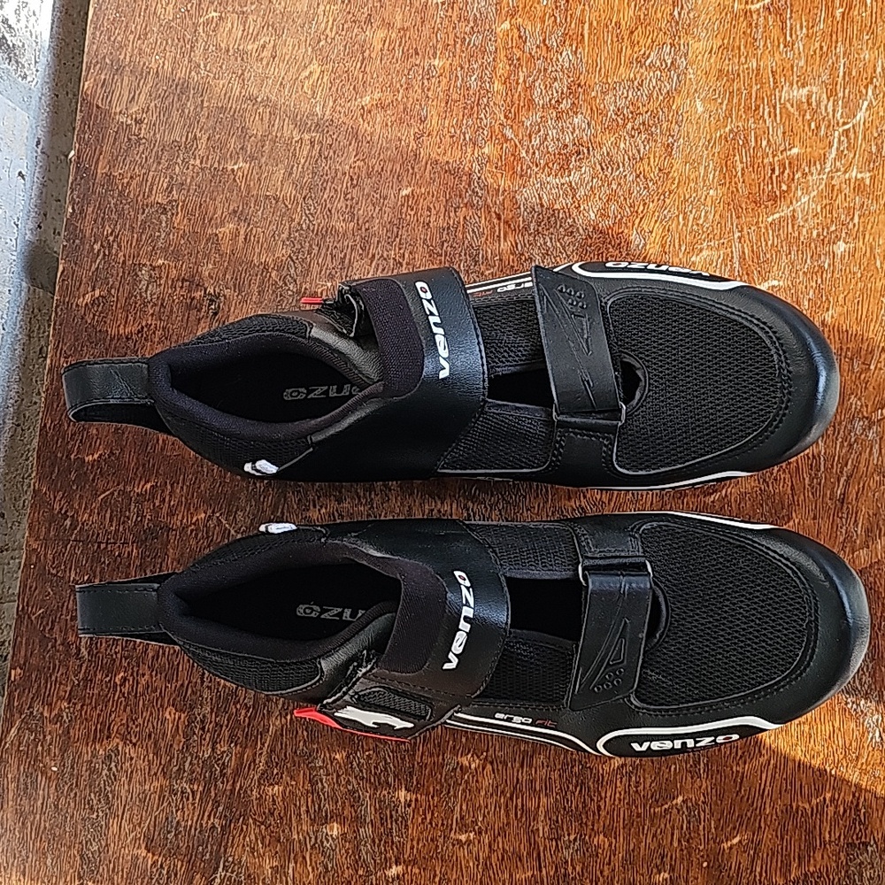 Men's  black Venzo Triathlon cycling shoes sz 10